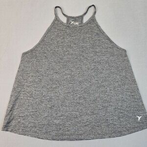 Old Navy Athletic Go-Dry Gray Striped Racerback Tank Top Women's Medium Petite